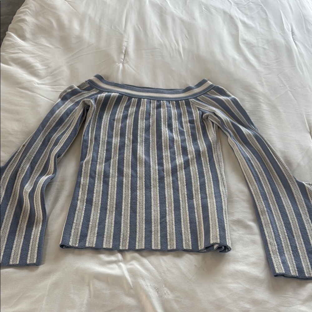 BCBGMaxAzria Blue and White Striped Top
